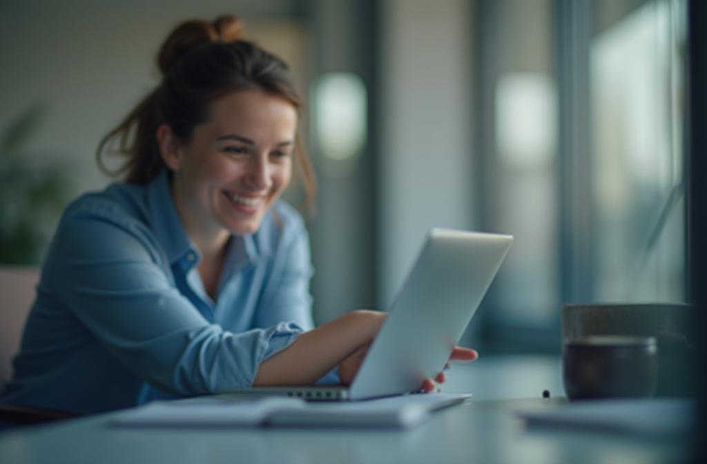 Person receiving support on a laptop, illustrating career guidance